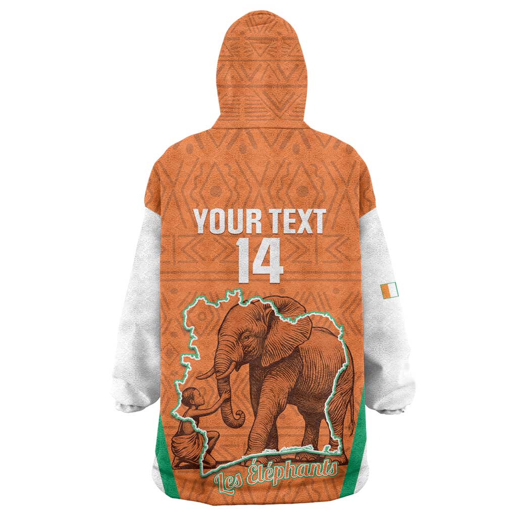 Custom Ivory Coast Football Wearable Blanket Hoodie 2026 Cote d'Ivoire Les Elephants Orange Version - Wonder Print Shop