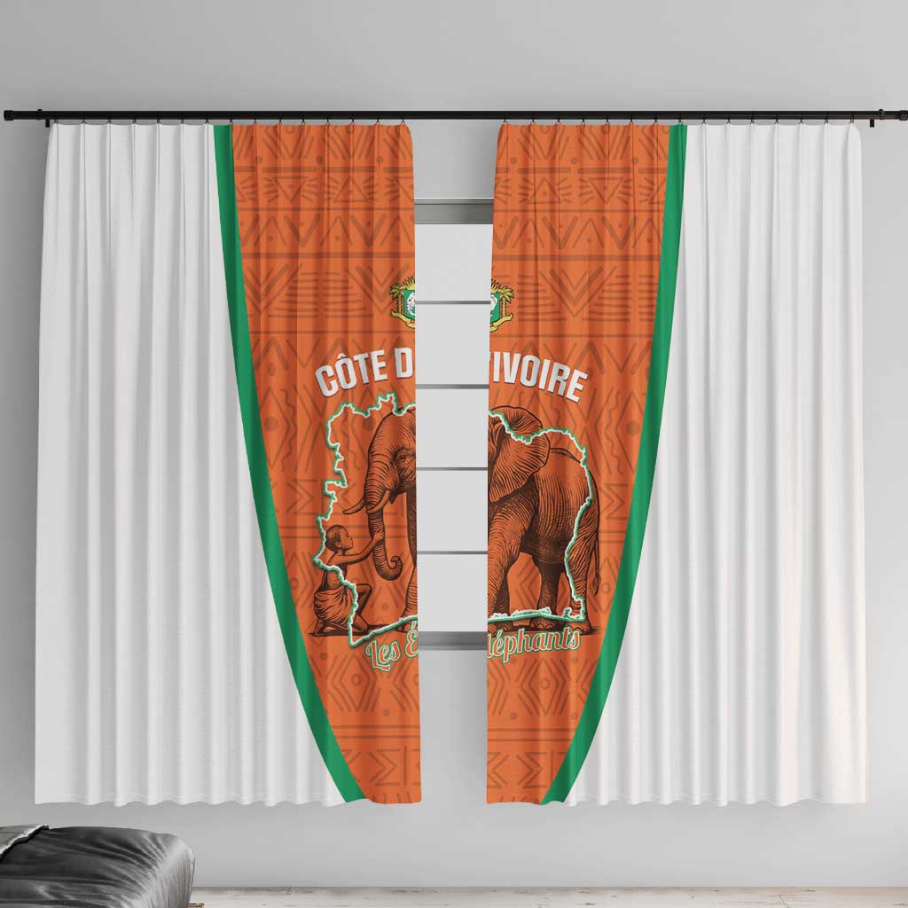 Ivory Coast Football Window Curtain 2026 Cote d'Ivoire Les Elephants Orange Version - Wonder Print Shop