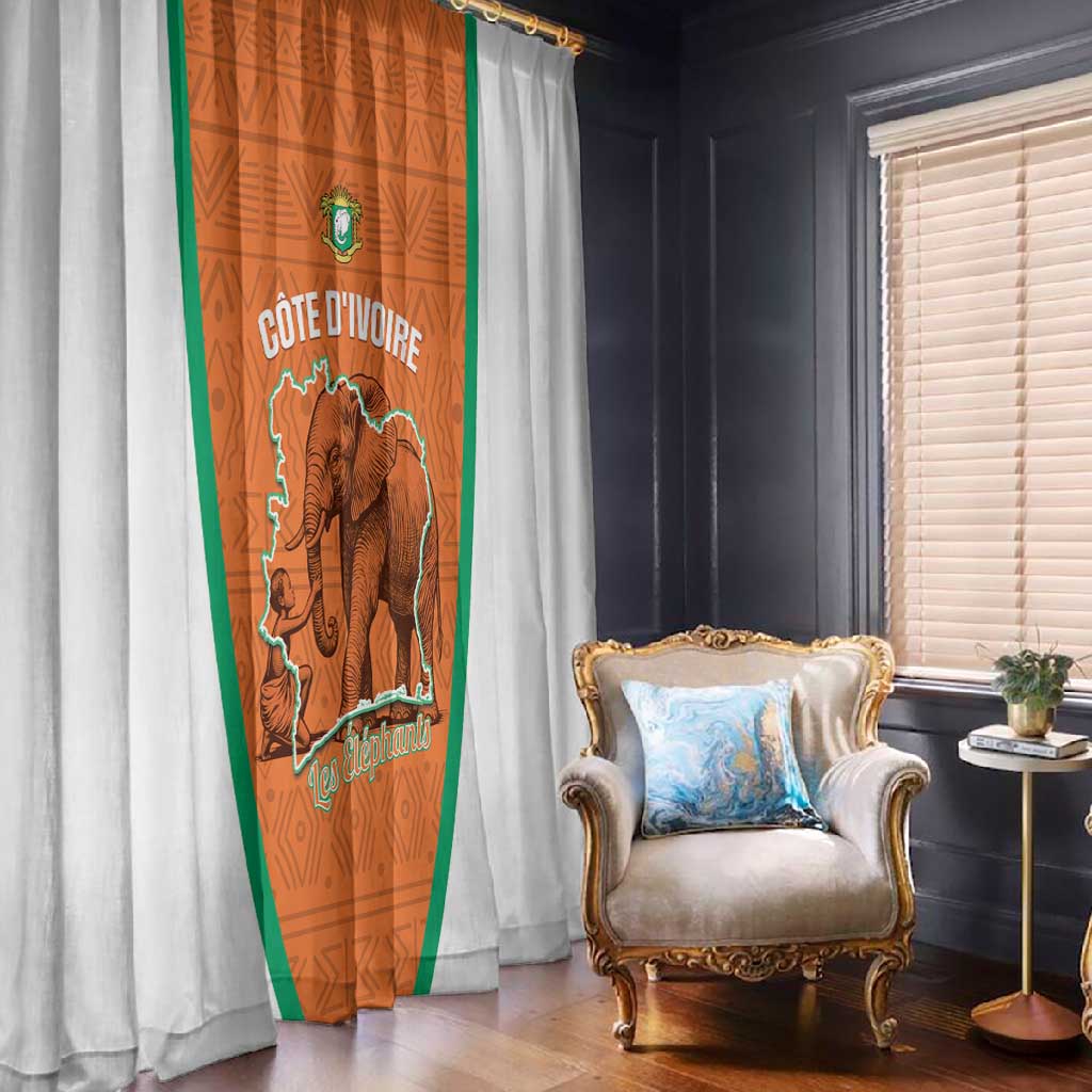Ivory Coast Football Window Curtain 2026 Cote d'Ivoire Les Elephants Orange Version - Wonder Print Shop