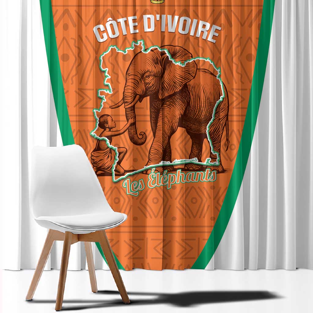 Ivory Coast Football Window Curtain 2026 Cote d'Ivoire Les Elephants Orange Version - Wonder Print Shop