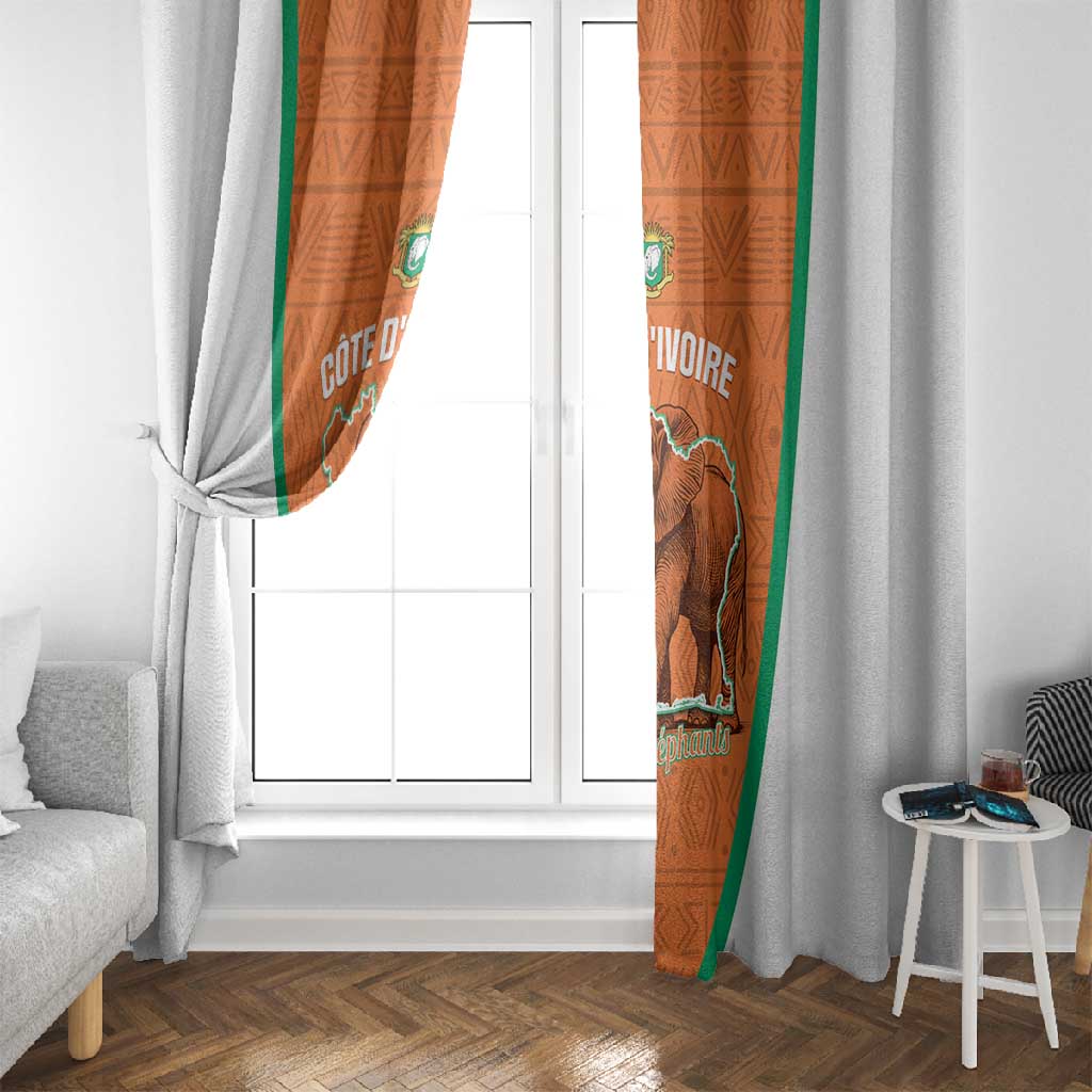 Ivory Coast Football Window Curtain 2026 Cote d'Ivoire Les Elephants Orange Version - Wonder Print Shop