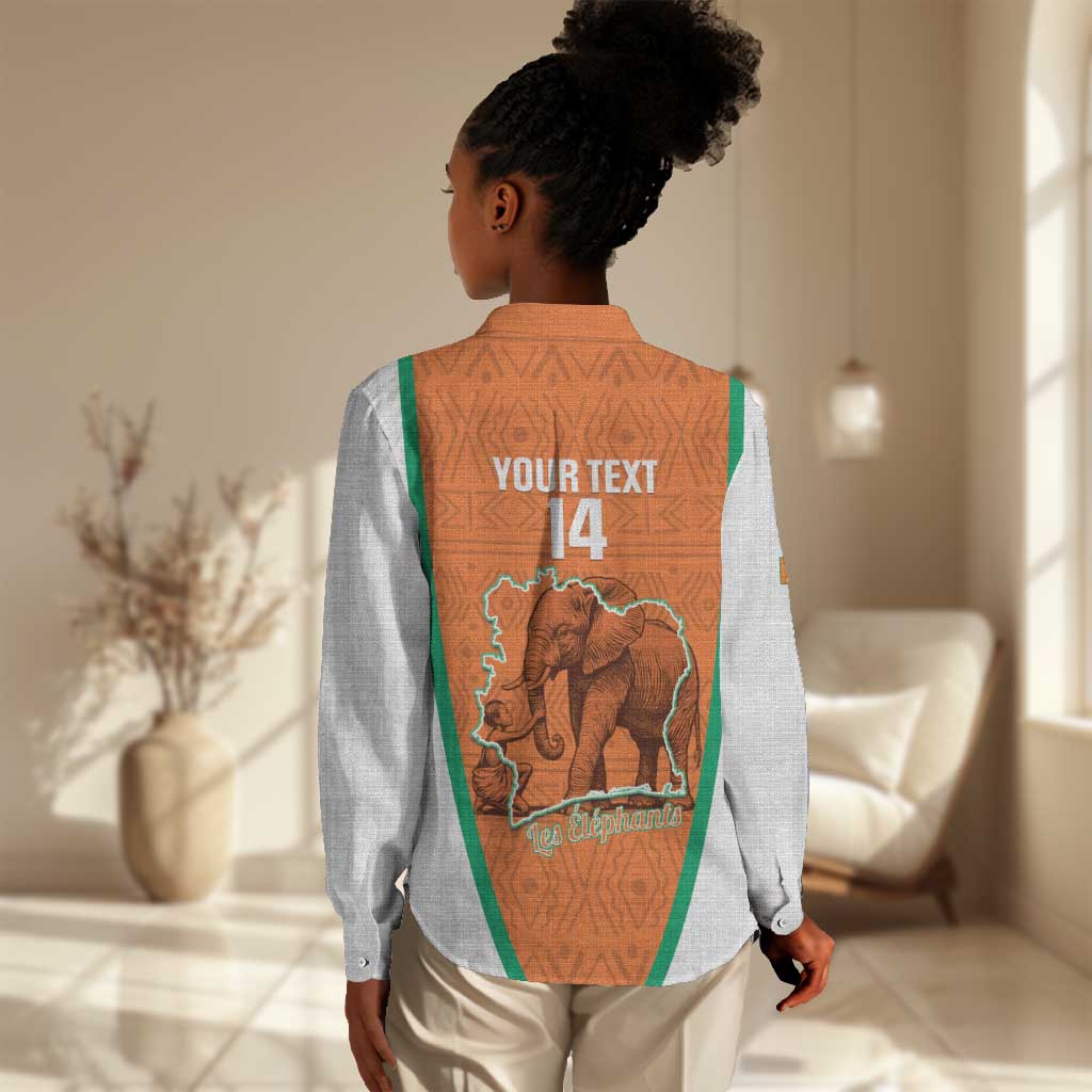 Custom Ivory Coast Football Women Casual Shirt 2026 Cote d'Ivoire Les Elephants Orange Version - Wonder Print Shop