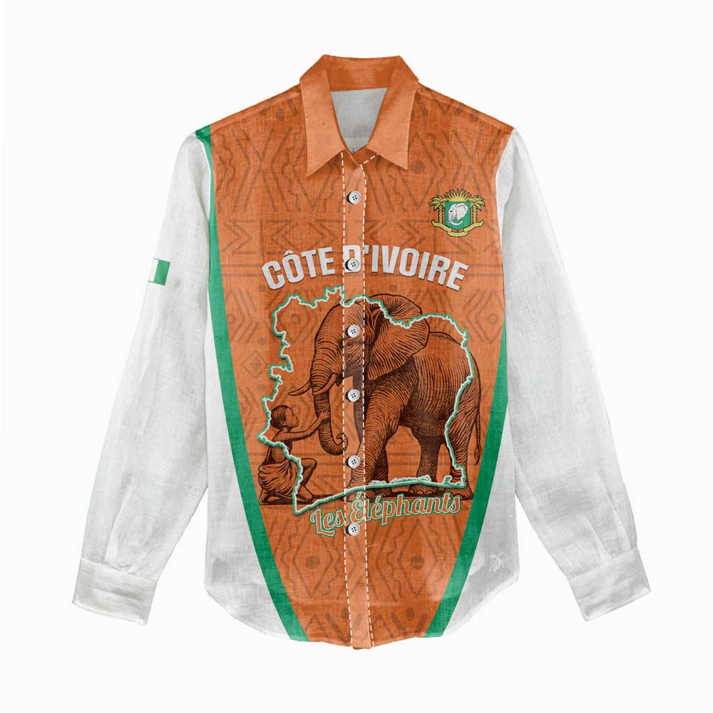 Custom Ivory Coast Football Women Casual Shirt 2026 Cote d'Ivoire Les Elephants Orange Version - Wonder Print Shop