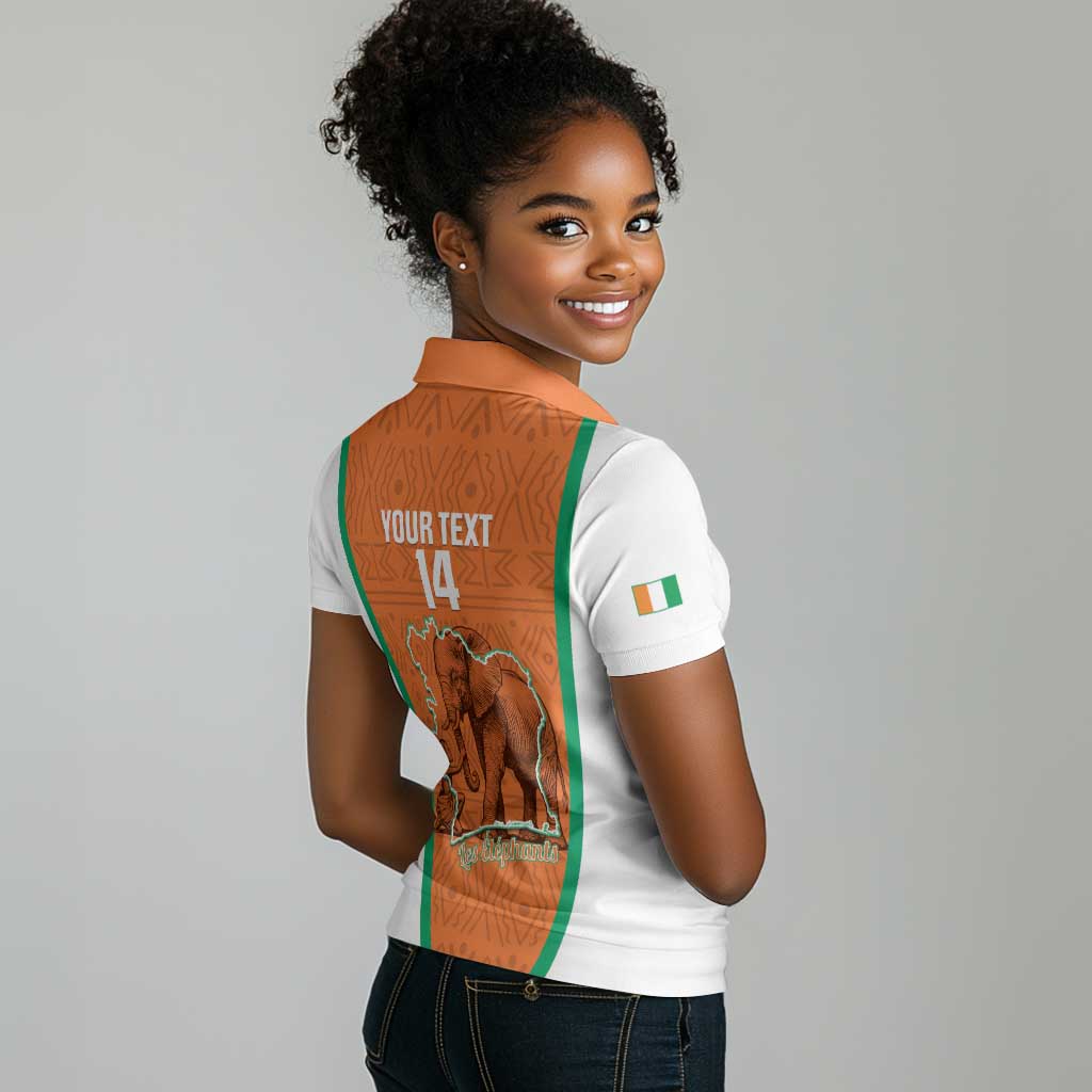 Custom Ivory Coast Football Women Polo Shirt 2026 Cote d'Ivoire Les Elephants Orange Version LT14