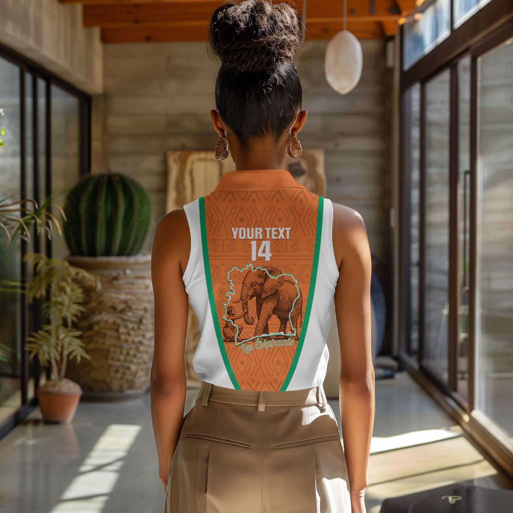 Custom Ivory Coast Football Women Sleeveless Polo Shirt 2026 Cote d'Ivoire Les Elephants Orange Version - Wonder Print Shop