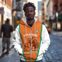 Custom Ivory Coast Football Zip Hoodie 2026 Cote d'Ivoire Les Elephants Orange Version - Wonder Print Shop