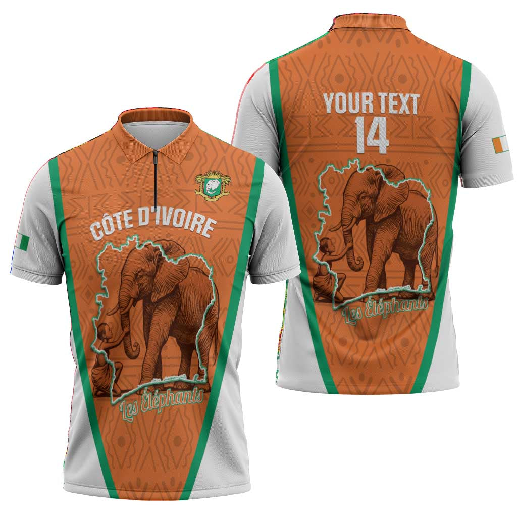Custom Ivory Coast Football Zipper Polo Shirt 2026 Cote d'Ivoire Les Elephants Orange Version - Wonder Print Shop