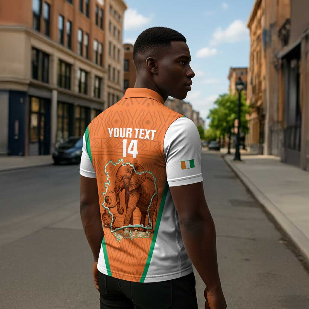 Custom Ivory Coast Football Zipper Polo Shirt 2026 Cote d'Ivoire Les Elephants Orange Version - Wonder Print Shop