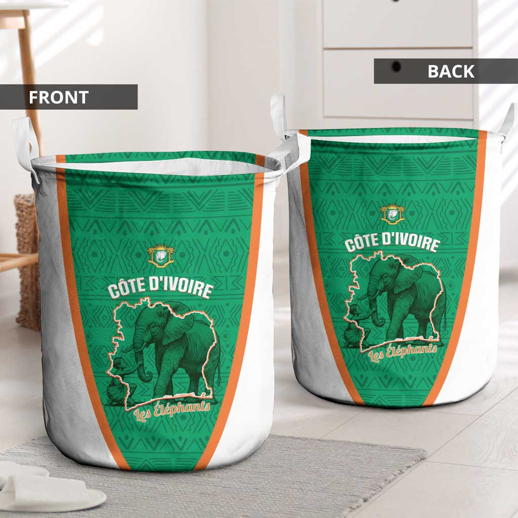 Ivory Coast Football Laundry Basket 2026 Cote d'Ivoire Les Elephants Green Version - Wonder Print Shop