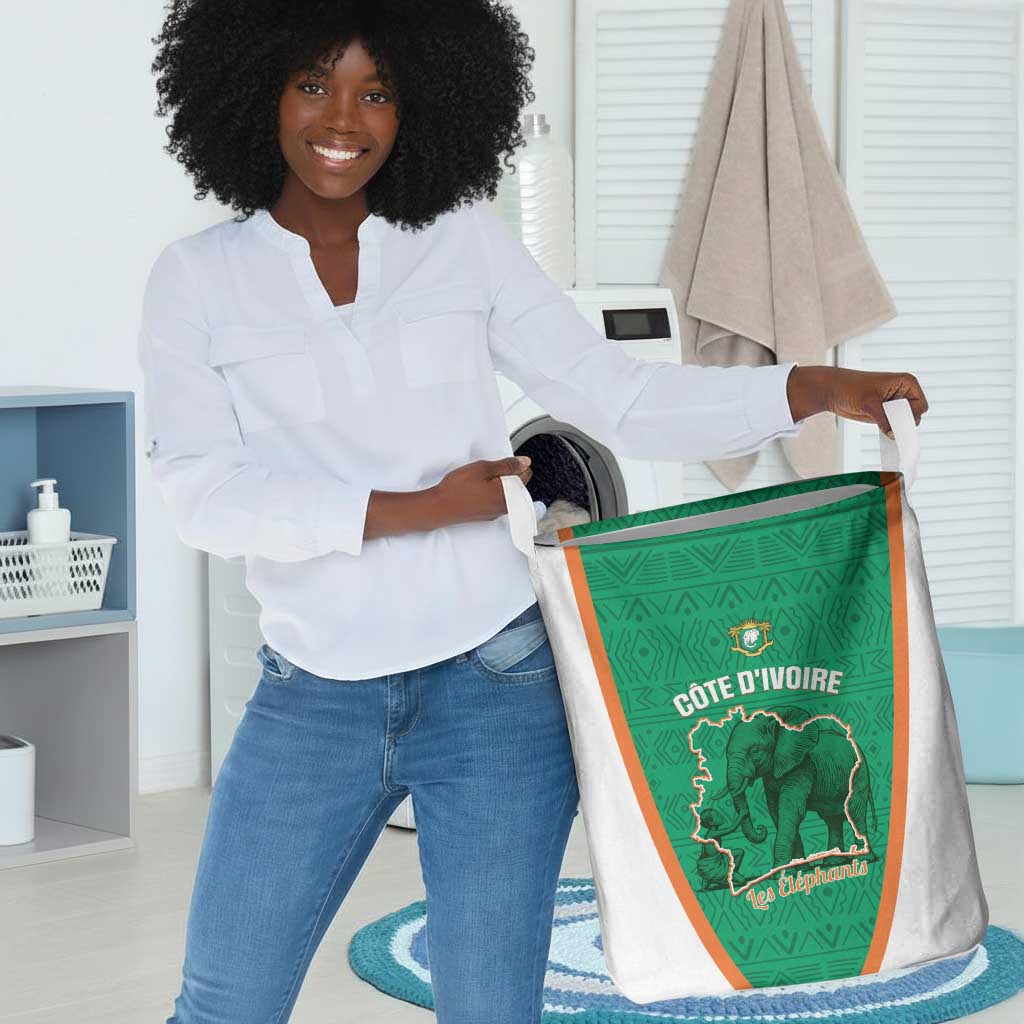 Ivory Coast Football Laundry Basket 2026 Cote d'Ivoire Les Elephants Green Version - Wonder Print Shop