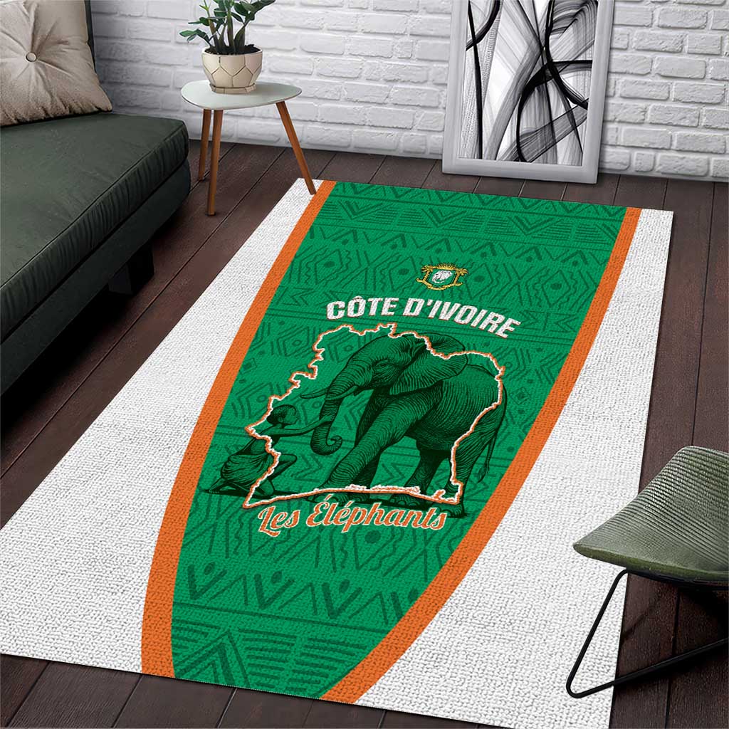 Ivory Coast Football Area Rug 2026 Cote d'Ivoire Les Elephants Green Version - Wonder Print Shop