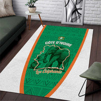 Ivory Coast Football Area Rug 2026 Cote d'Ivoire Les Elephants Green Version - Wonder Print Shop
