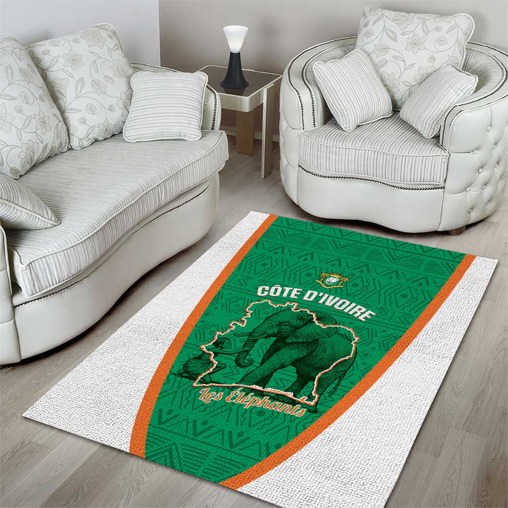 Ivory Coast Football Area Rug 2026 Cote d'Ivoire Les Elephants Green Version - Wonder Print Shop