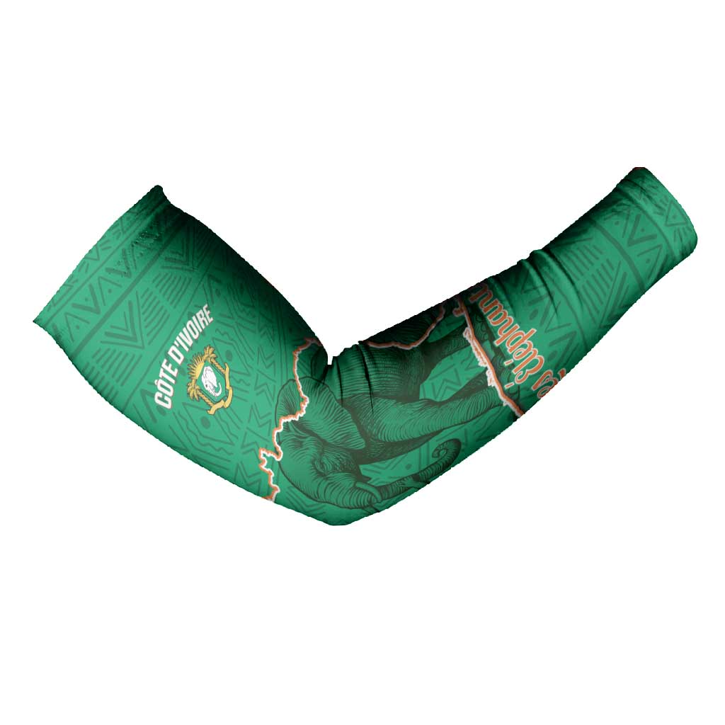 Custom Ivory Coast Football Arm Sleeves 2026 Cote d'Ivoire Les Elephants Green Version - Wonder Print Shop