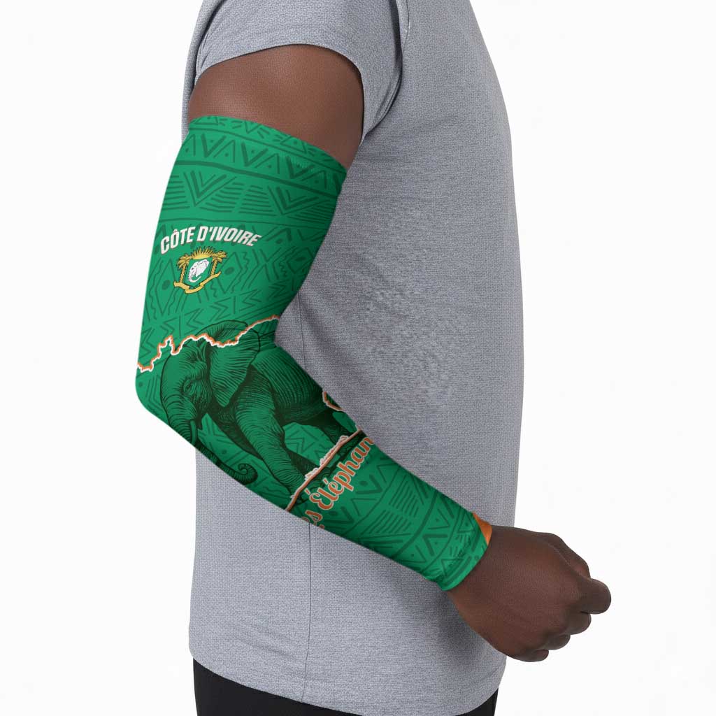 Custom Ivory Coast Football Arm Sleeves 2026 Cote d'Ivoire Les Elephants Green Version - Wonder Print Shop