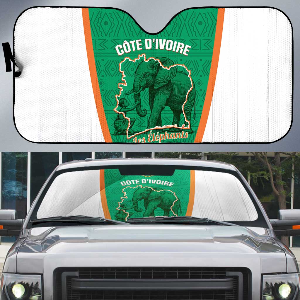 Ivory Coast Football Auto Sun Shade 2026 Cote d'Ivoire Les Elephants Green Version - Wonder Print Shop