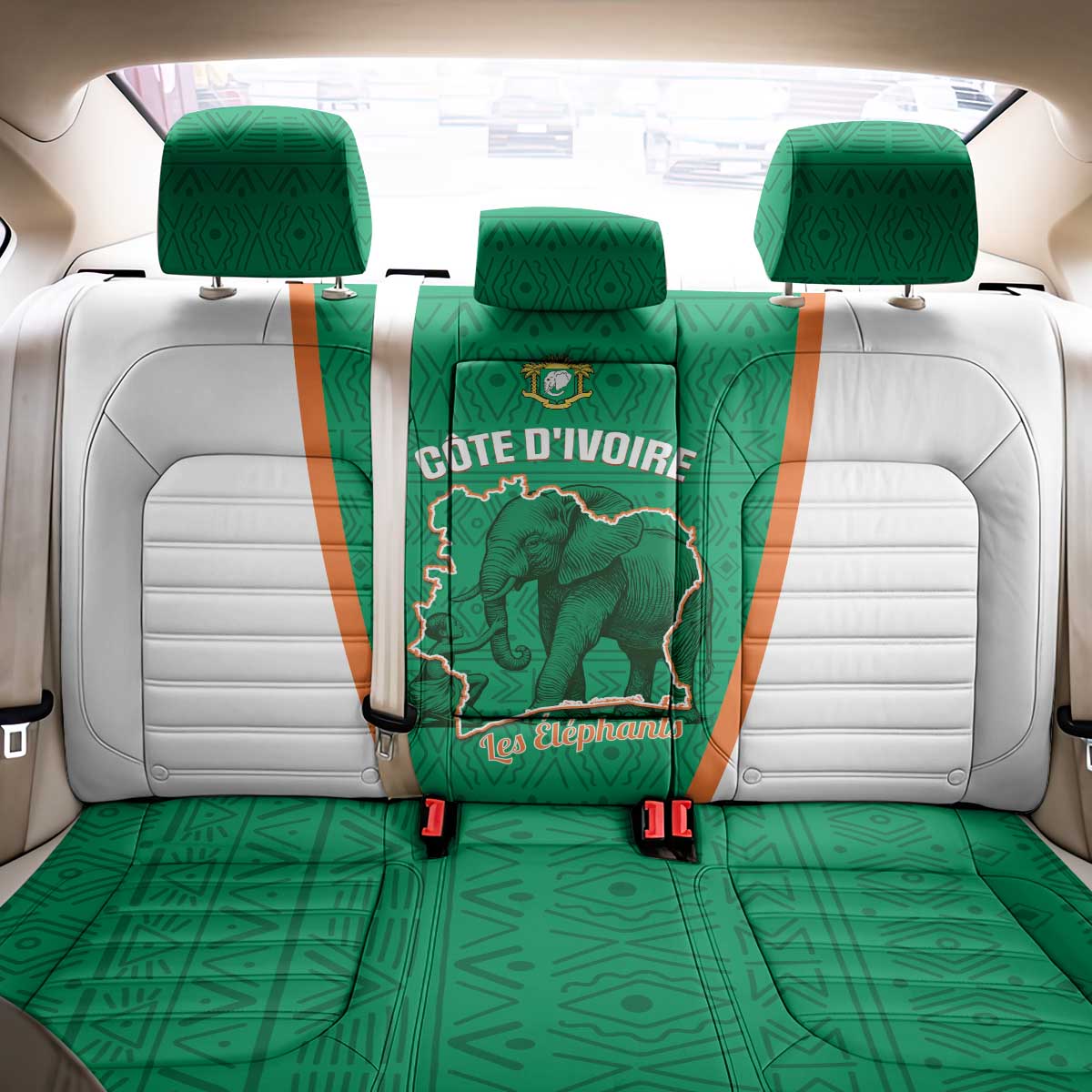 Ivory Coast Football Back Car Seat Cover 2026 Cote d'Ivoire Les Elephants Green Version - Wonder Print Shop
