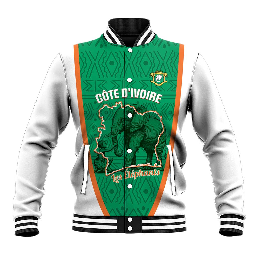 Custom Ivory Coast Football Baseball Jacket 2026 Cote d'Ivoire Les Elephants Green Version - Wonder Print Shop