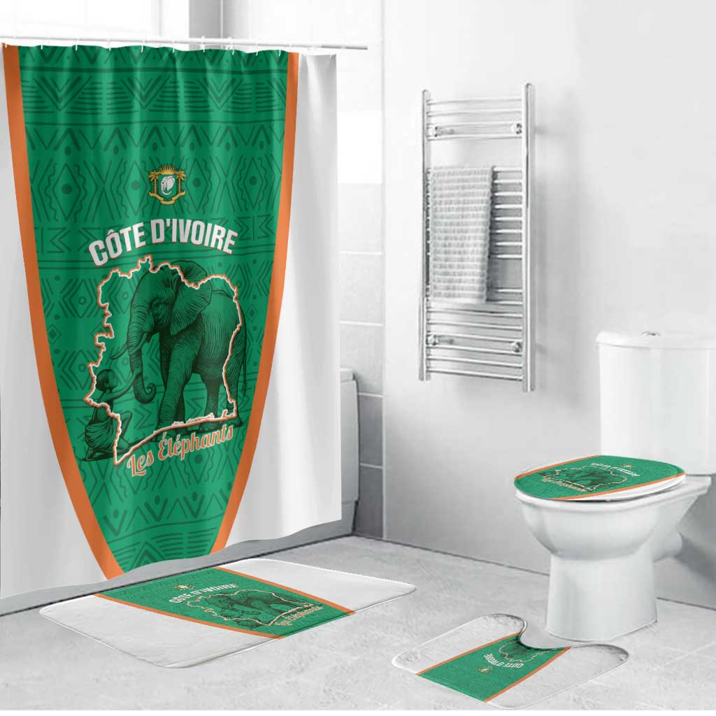 Ivory Coast Football Bathroom Set 2026 Cote d'Ivoire Les Elephants Green Version - Wonder Print Shop