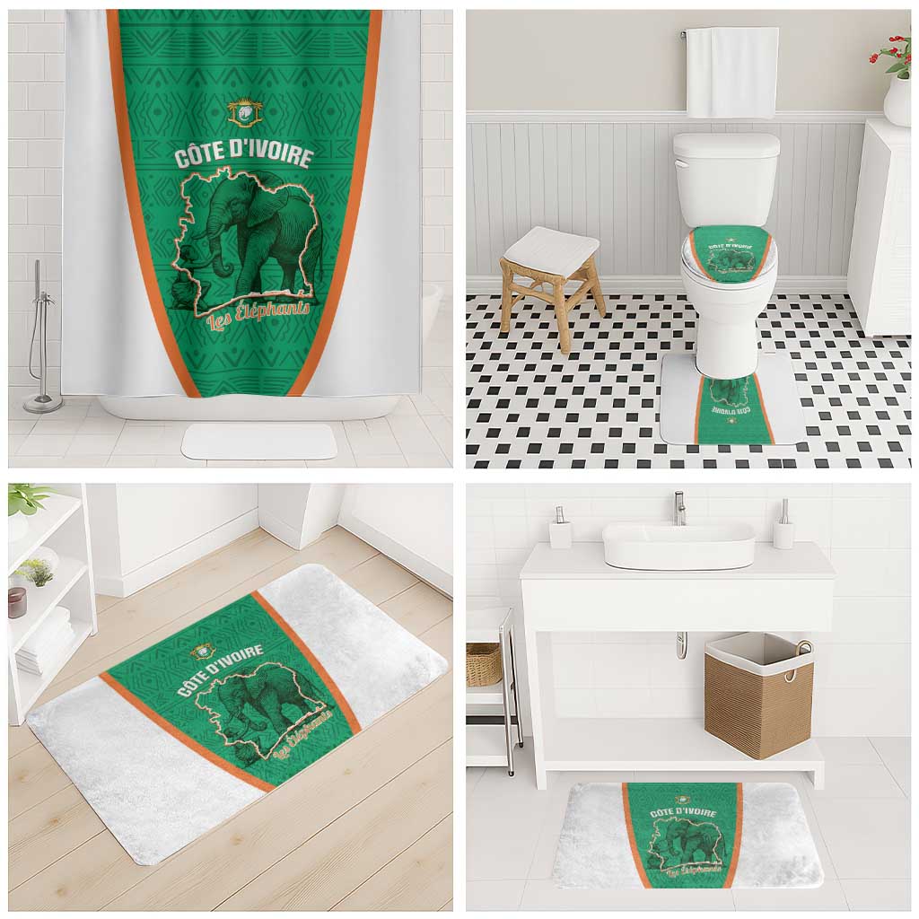 Ivory Coast Football Bathroom Set 2026 Cote d'Ivoire Les Elephants Green Version - Wonder Print Shop