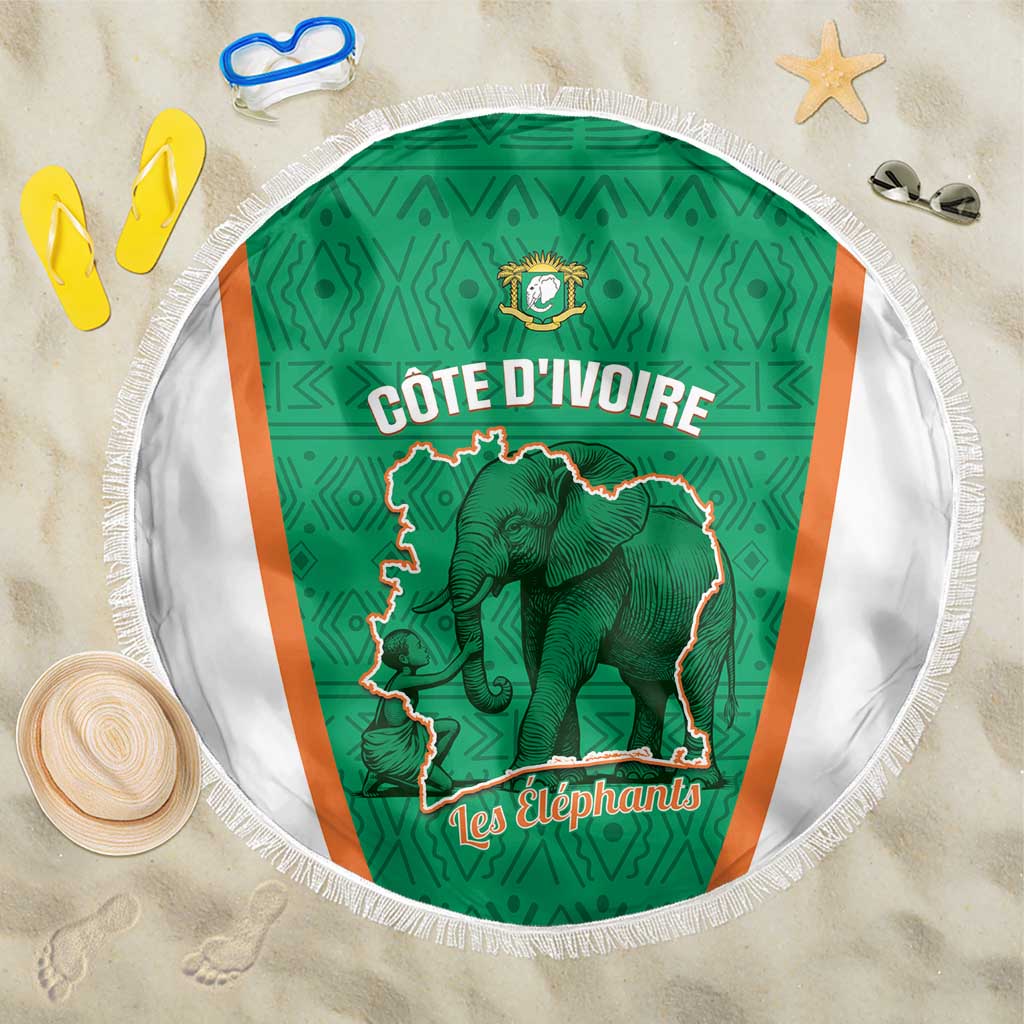 Ivory Coast Football Beach Blanket 2026 Cote d'Ivoire Les Elephants Green Version - Wonder Print Shop