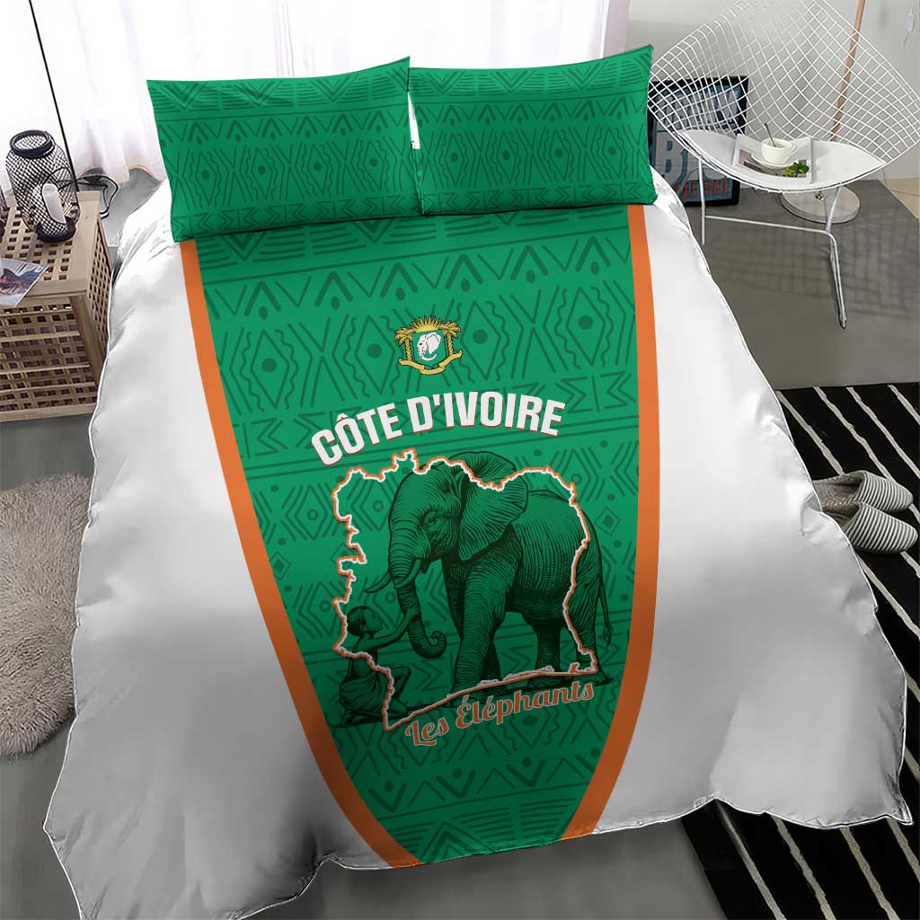 Ivory Coast Football Bedding Set 2026 Cote d'Ivoire Les Elephants Green Version - Wonder Print Shop