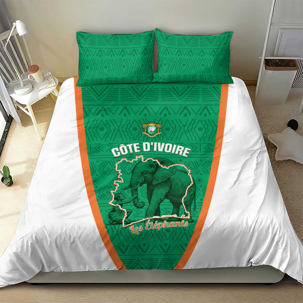 Ivory Coast Football Bedding Set 2026 Cote d'Ivoire Les Elephants Green Version - Wonder Print Shop