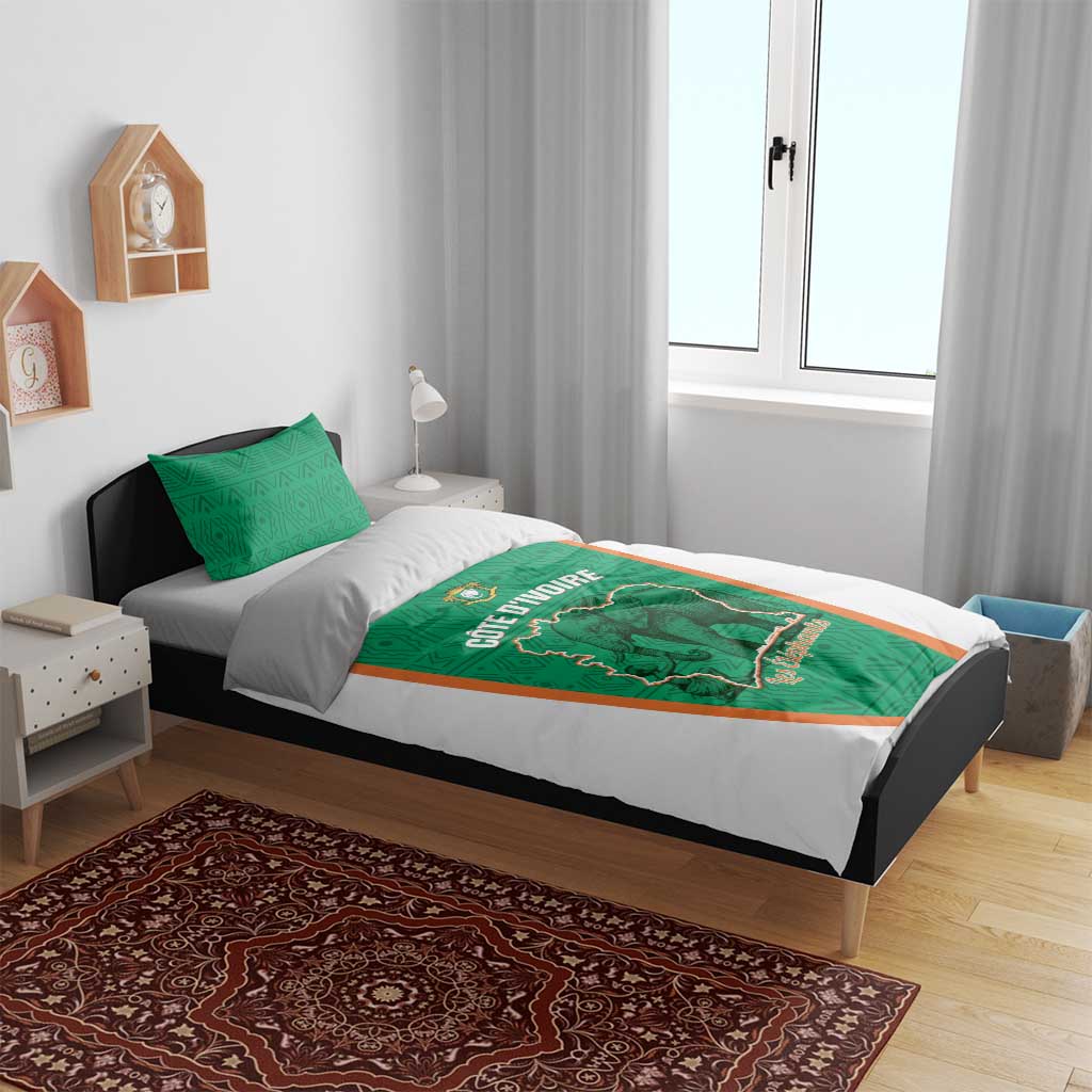 Ivory Coast Football Bedding Set 2026 Cote d'Ivoire Les Elephants Green Version - Wonder Print Shop