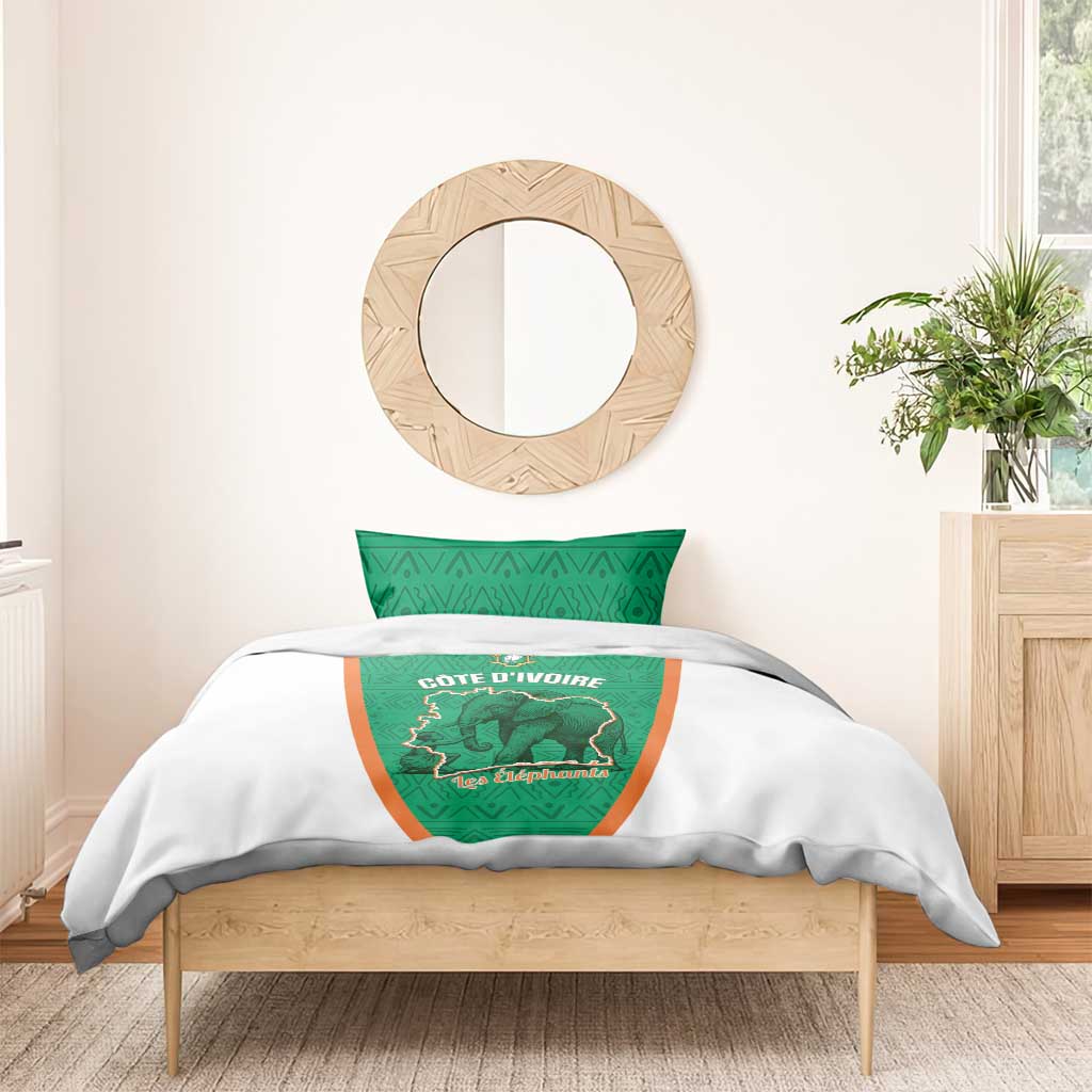 Ivory Coast Football Bedding Set 2026 Cote d'Ivoire Les Elephants Green Version - Wonder Print Shop