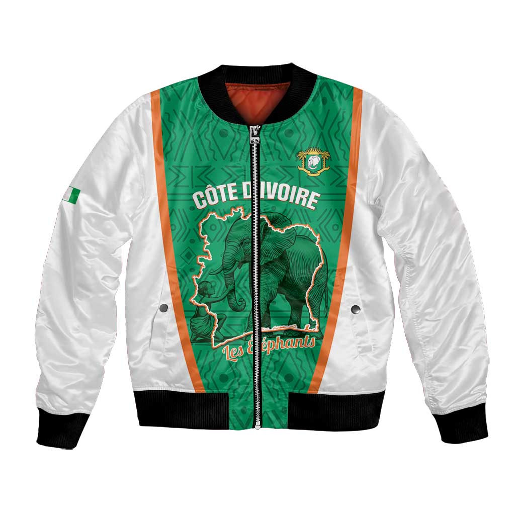 Custom Ivory Coast Football Bomber Jacket 2026 Cote d'Ivoire Les Elephants Green Version - Wonder Print Shop