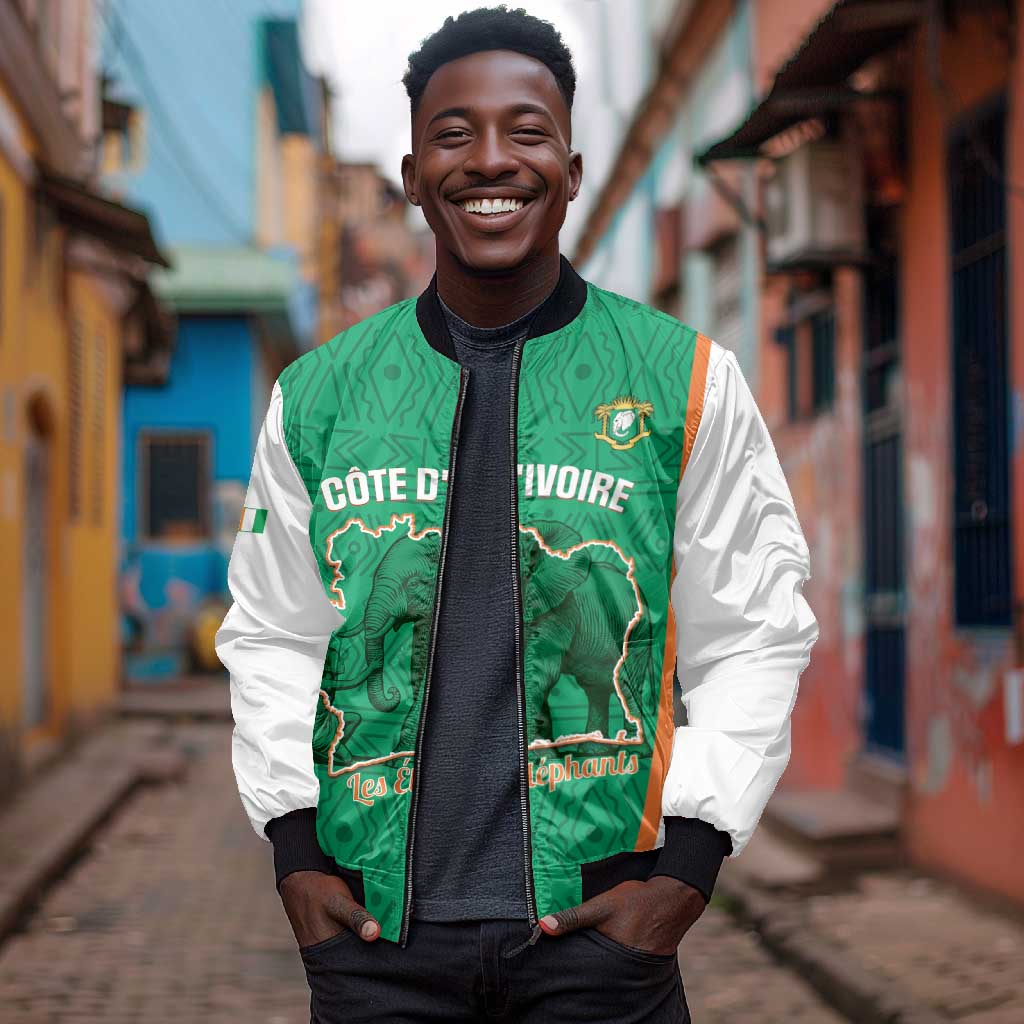 Custom Ivory Coast Football Bomber Jacket 2026 Cote d'Ivoire Les Elephants Green Version - Wonder Print Shop