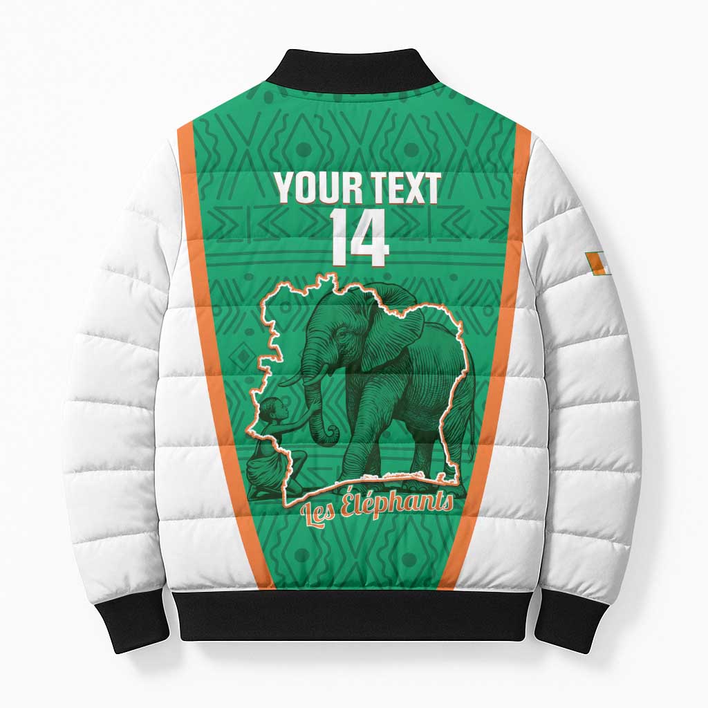 Custom Ivory Coast Football Bomber Puffer Jacket 2026 Cote d'Ivoire Les Elephants Green Version - Wonder Print Shop