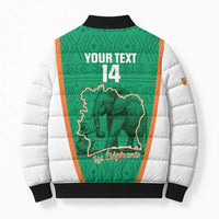 Custom Ivory Coast Football Bomber Puffer Jacket 2026 Cote d'Ivoire Les Elephants Green Version - Wonder Print Shop