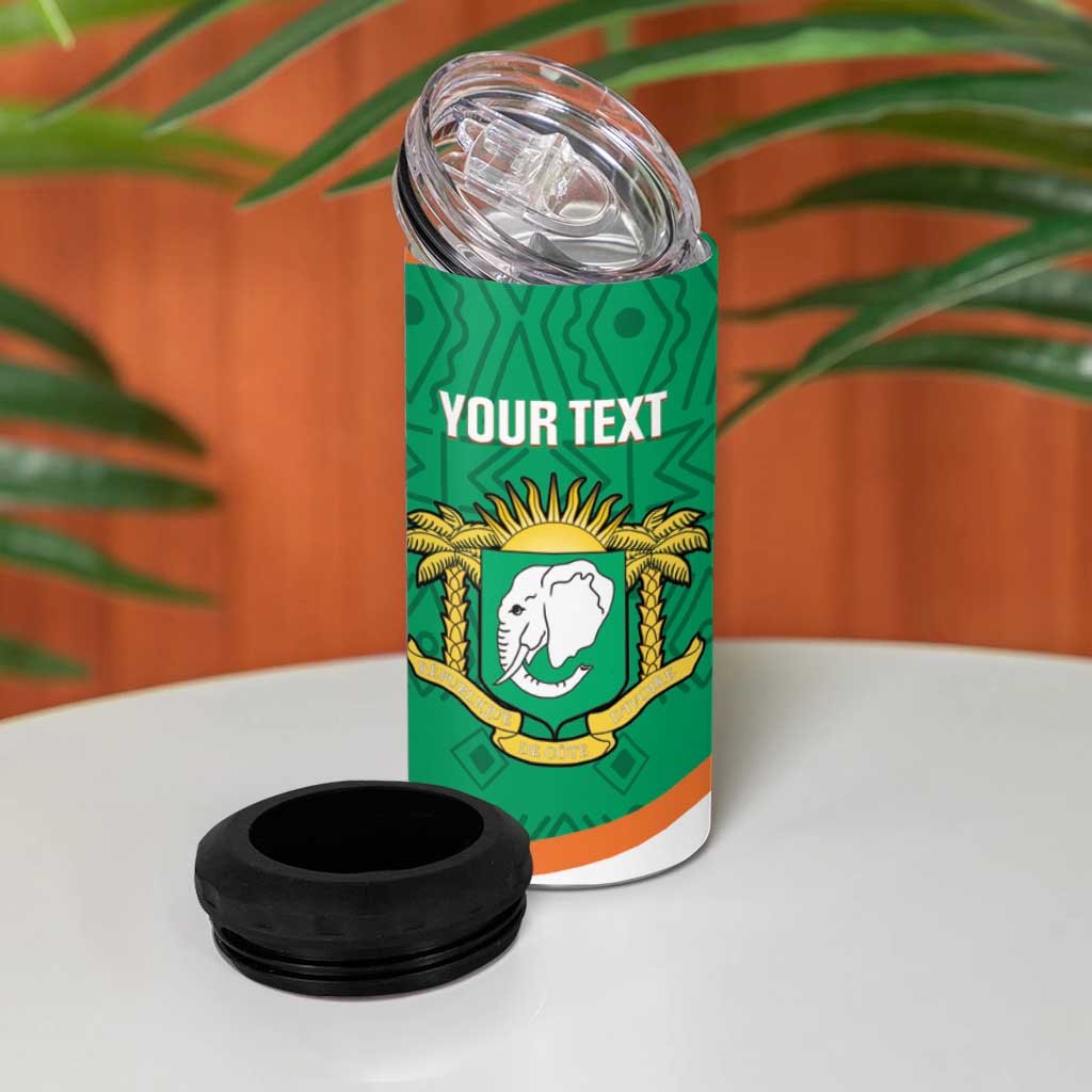 Custom Ivory Coast Football 4 in 1 Can Cooler Tumbler 2026 Cote d'Ivoire Les Elephants Green Version - Wonder Print Shop