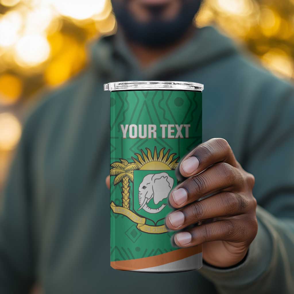 Custom Ivory Coast Football 4 in 1 Can Cooler Tumbler 2026 Cote d'Ivoire Les Elephants Green Version - Wonder Print Shop