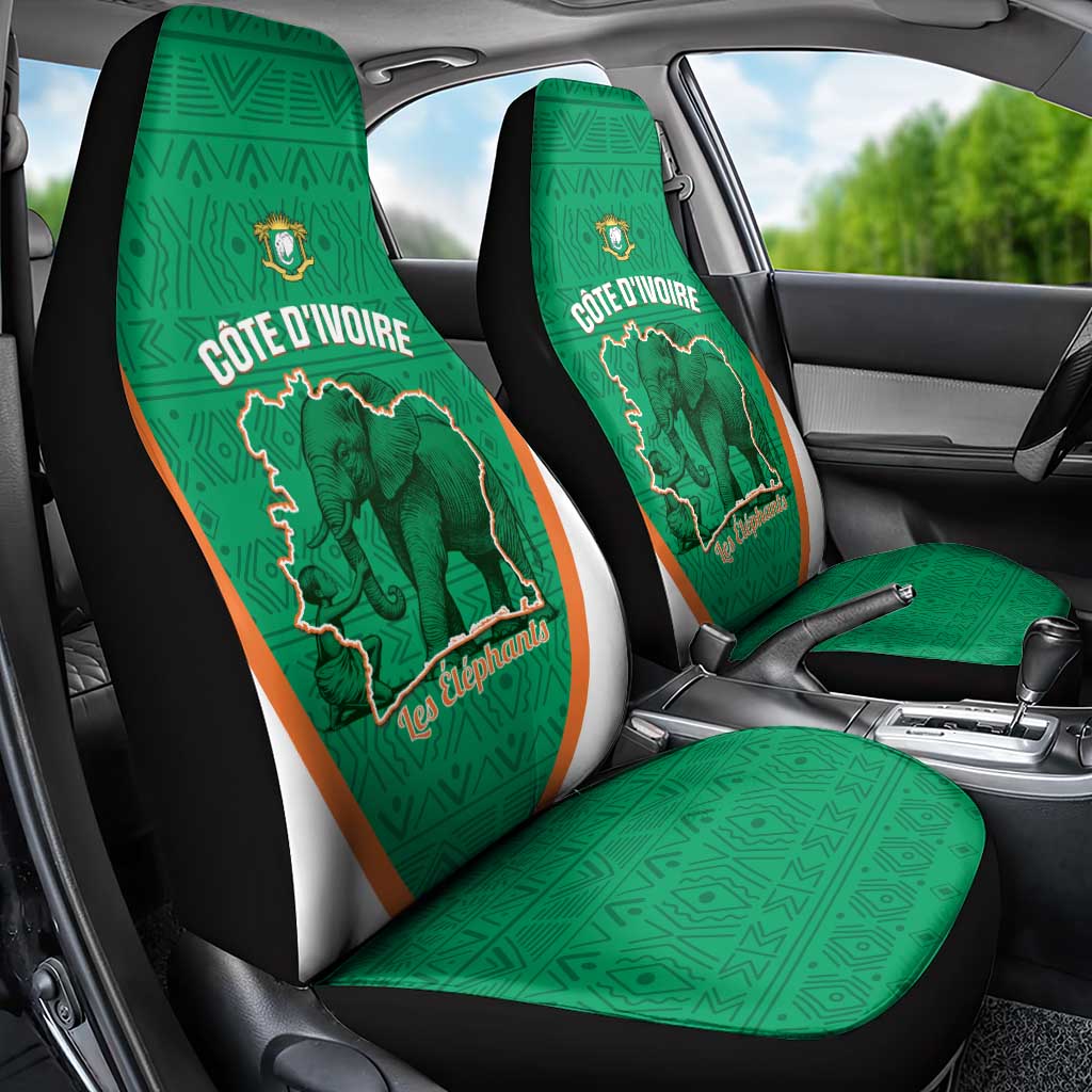 Ivory Coast Football Car Seat Cover 2026 Cote d'Ivoire Les Elephants Green Version - Wonder Print Shop