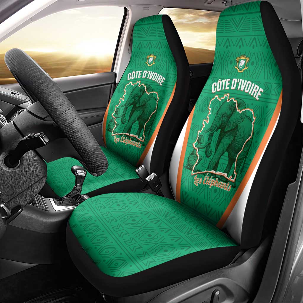 Ivory Coast Football Car Seat Cover 2026 Cote d'Ivoire Les Elephants Green Version - Wonder Print Shop
