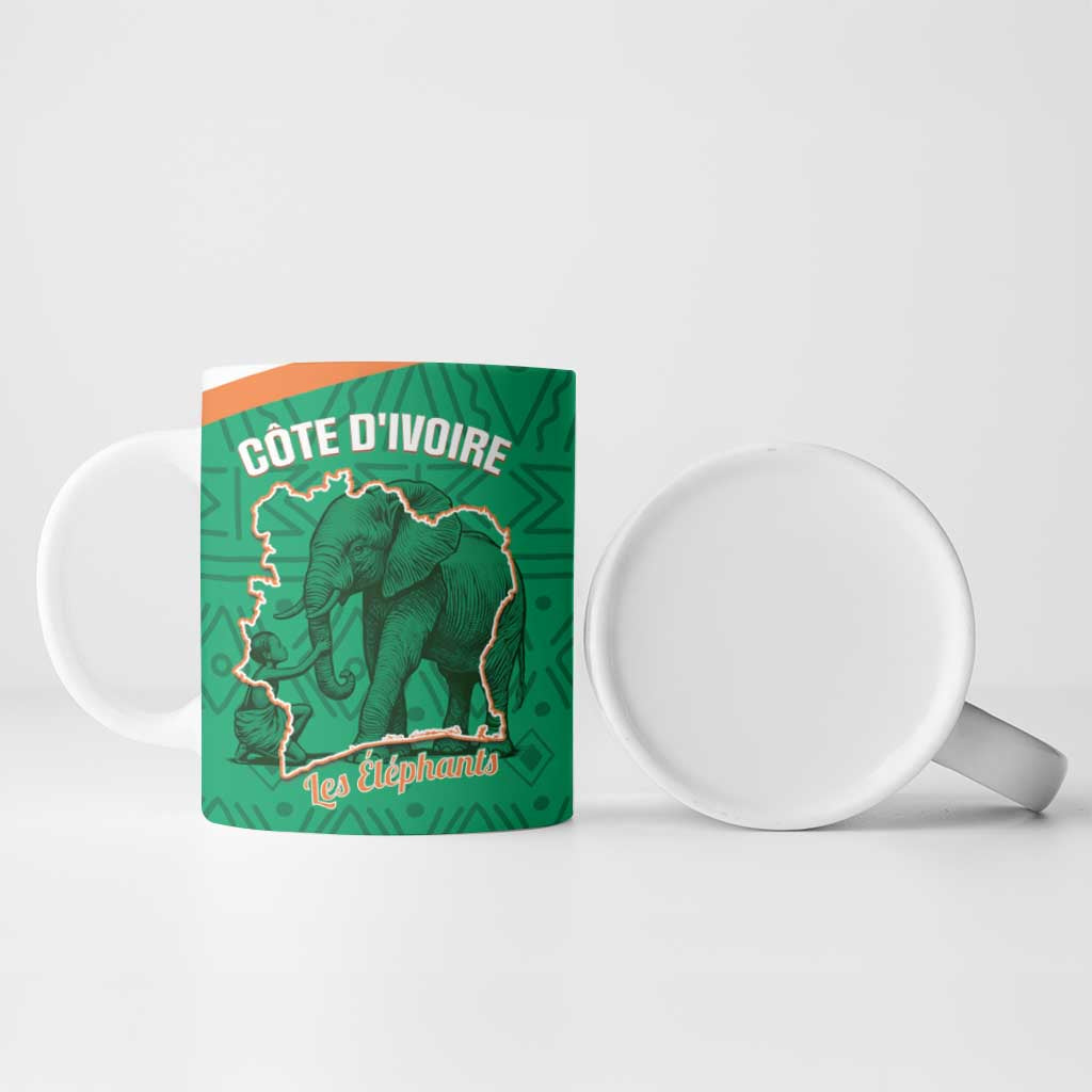 Custom Ivory Coast Football Ceramic Mug 2026 Cote d'Ivoire Les Elephants Green Version - Wonder Print Shop