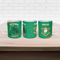 Custom Ivory Coast Football Ceramic Mug 2026 Cote d'Ivoire Les Elephants Green Version - Wonder Print Shop