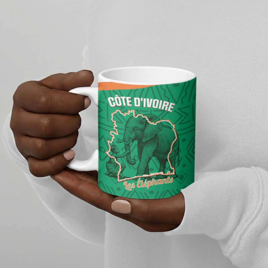 Custom Ivory Coast Football Ceramic Mug 2026 Cote d'Ivoire Les Elephants Green Version - Wonder Print Shop