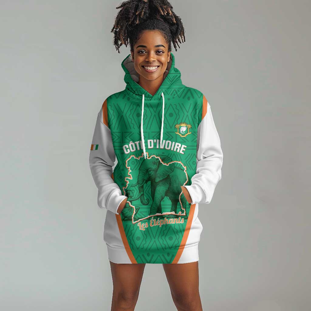 Custom Ivory Coast Football Hoodie Dress 2026 Cote d'Ivoire Les Elephants Green Version - Wonder Print Shop