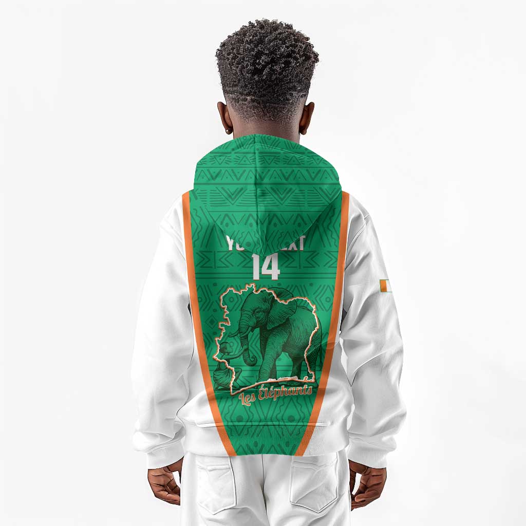 Custom Ivory Coast Football Kid Hoodie 2026 Cote d'Ivoire Les Elephants Green Version - Wonder Print Shop