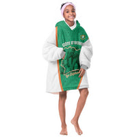 Custom Ivory Coast Football Kid Wearable Blanket Hoodie 2026 Cote d'Ivoire Les Elephants Green Version - Wonder Print Shop