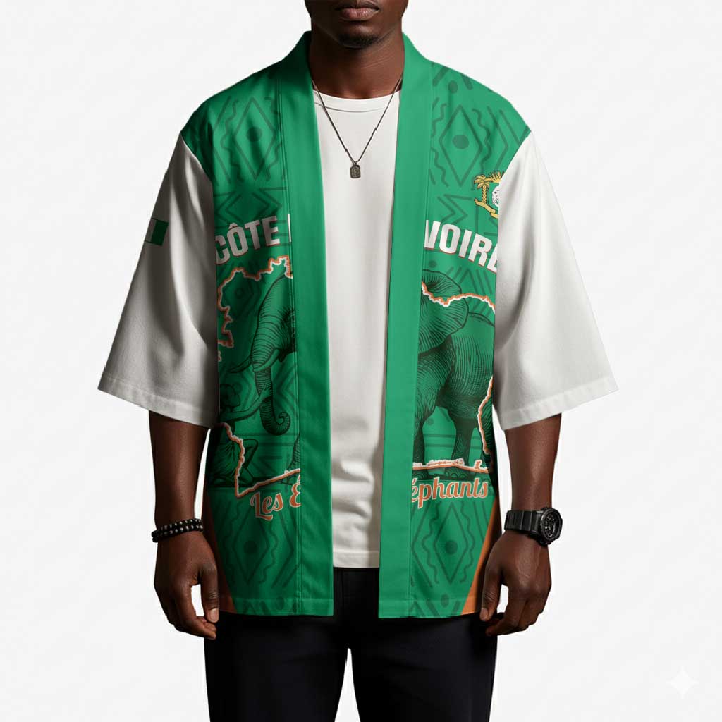 Custom Ivory Coast Football Kimono 2026 Cote d'Ivoire Les Elephants Green Version - Wonder Print Shop