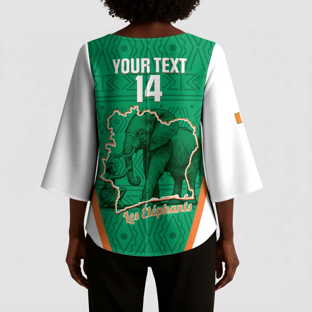 Custom Ivory Coast Football Kimono Sleeve Blouse 2026 Cote d'Ivoire Les Elephants Green Version - Wonder Print Shop