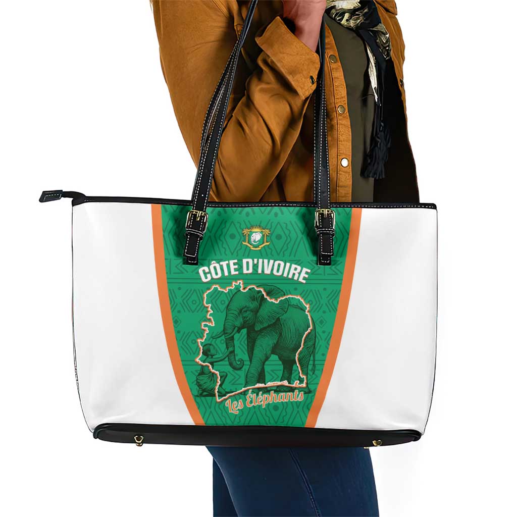Ivory Coast Football Leather Tote Bag 2026 Cote d'Ivoire Les Elephants Green Version - Wonder Print Shop