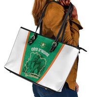 Ivory Coast Football Leather Tote Bag 2026 Cote d'Ivoire Les Elephants Green Version - Wonder Print Shop