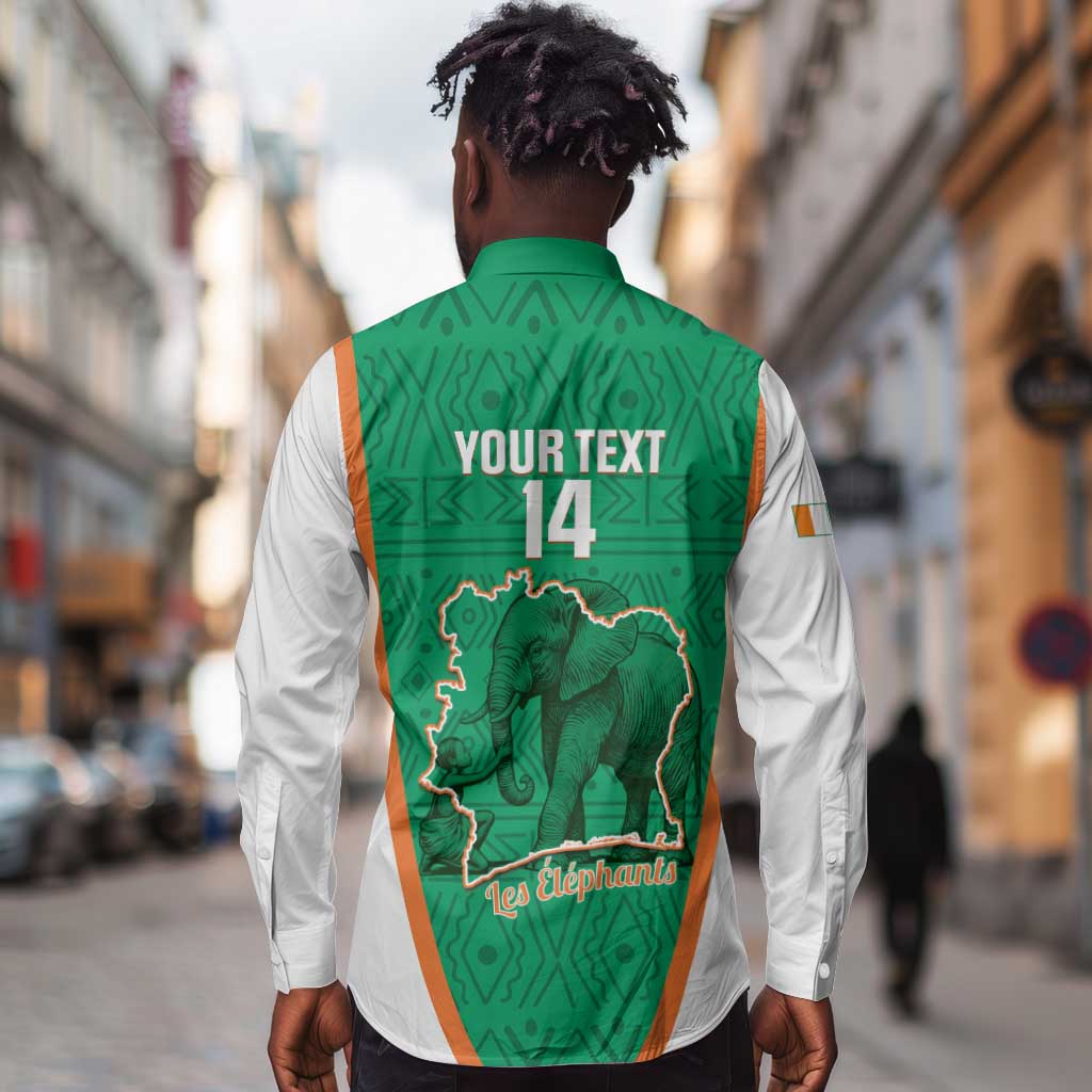 Custom Ivory Coast Football Long Sleeve Button Shirt 2026 Cote d'Ivoire Les Elephants Green Version - Wonder Print Shop