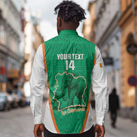 Custom Ivory Coast Football Long Sleeve Button Shirt 2026 Cote d'Ivoire Les Elephants Green Version - Wonder Print Shop