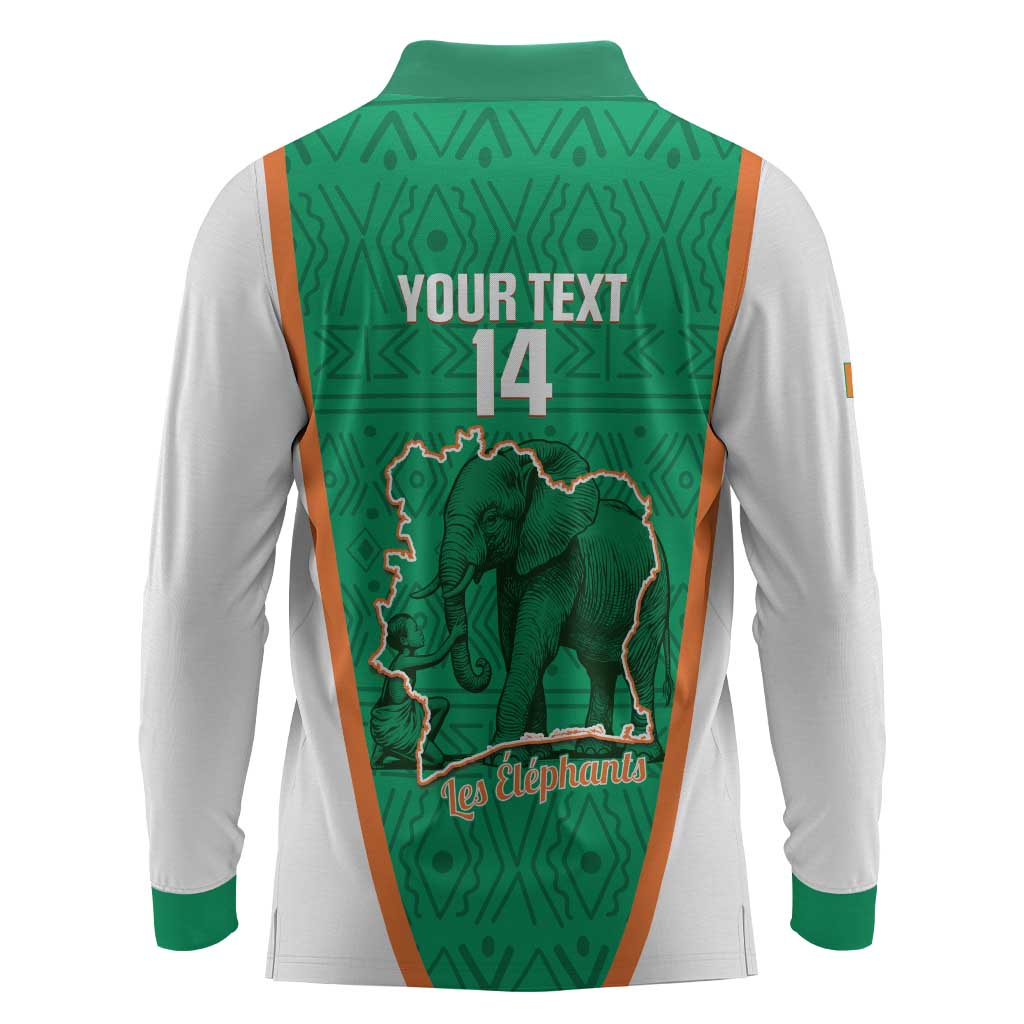 Custom Ivory Coast Football Long Sleeve Polo Shirt 2026 Cote d'Ivoire Les Elephants Green Version - Wonder Print Shop